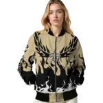 personalized new orleans saints winged blaze gold white bomber jacket best selling