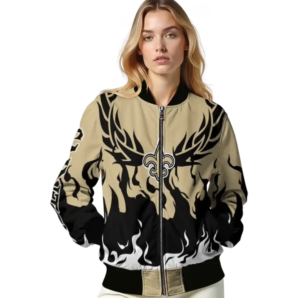 personalized new orleans saints winged blaze gold white bomber jacket latest model