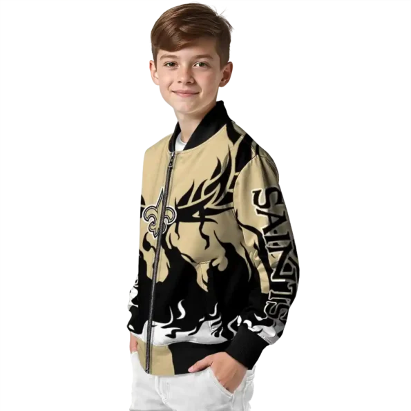 personalized new orleans saints winged blaze gold white bomber jacket trendy