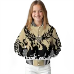 personalized new orleans saints winged blaze gold white varsity jacket best selling