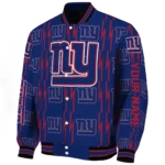 personalized new york giants bolt stripe blue varsity jacket best selling