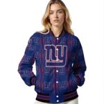 personalized new york giants bolt stripe blue varsity jacket best selling