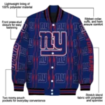 personalized new york giants bolt stripe blue varsity jacket best selling