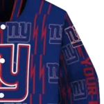 personalized new york giants bolt stripe blue varsity jacket best selling