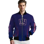 personalized new york giants chevron arrow blue bomber jacket best selling