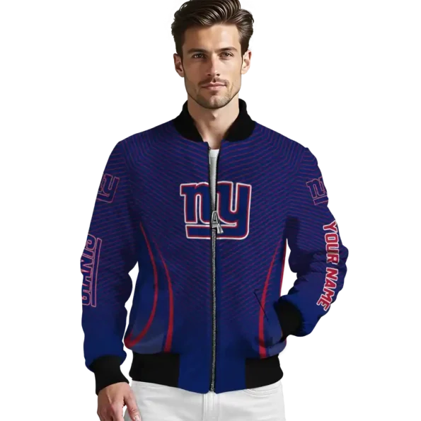 personalized new york giants chevron arrow blue bomber jacket high quality
