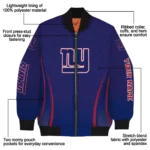 personalized new york giants chevron arrow blue bomber jacket best selling
