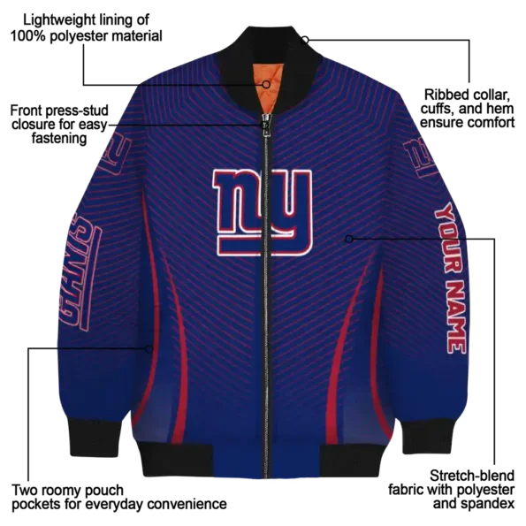 personalized new york giants chevron arrow blue bomber jacket new arrival