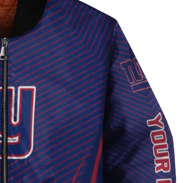 personalized new york giants chevron arrow blue bomber jacket premium grade