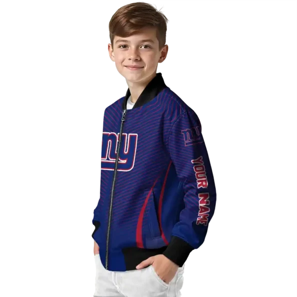 personalized new york giants chevron arrow blue bomber jacket trendy