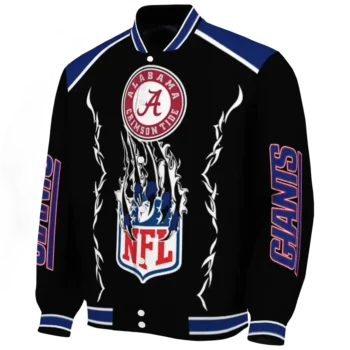 personalized new york giants claw blood blue black varsity jacket best selling