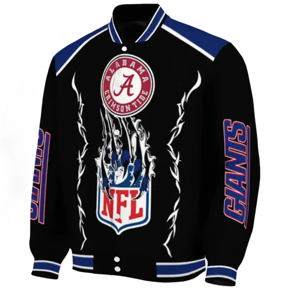 personalized new york giants claw blood blue black varsity jacket best selling