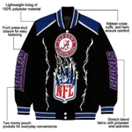personalized new york giants claw blood blue black varsity jacket best selling