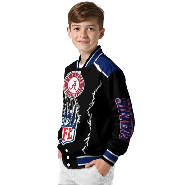 personalized new york giants claw blood blue black varsity jacket trendy
