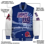 personalized new york giants ferris arena blue white varsity jacket best selling