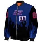 personalized new york giants flame border blue black bomber jacket best selling