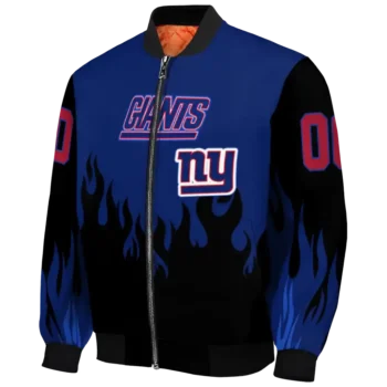 personalized new york giants flame border blue black bomber jacket best selling