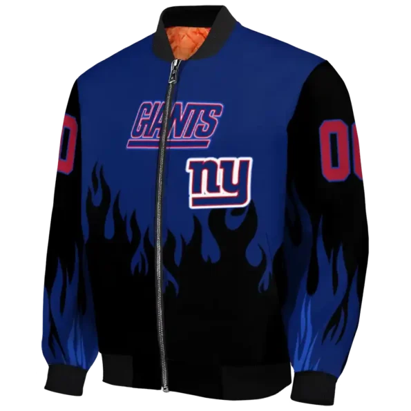 personalized new york giants flame border blue black bomber jacket best selling
