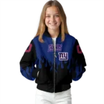 personalized new york giants flame border blue black bomber jacket best selling