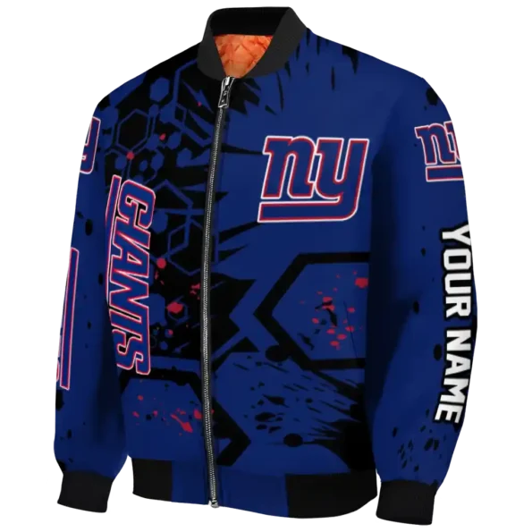 personalized new york giants hexagon cluster blue black bomber jacket best selling