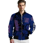 personalized new york giants hexagon cluster blue black bomber jacket best selling