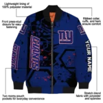personalized new york giants hexagon cluster blue black bomber jacket best selling