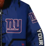 personalized new york giants hexagon cluster blue black bomber jacket best selling