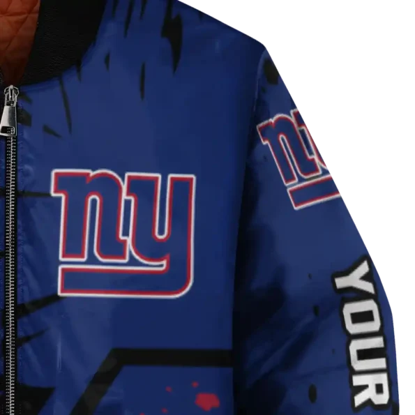 personalized new york giants hexagon cluster blue black bomber jacket premium grade