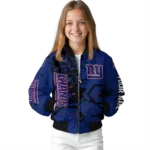 personalized new york giants hexagon cluster blue black bomber jacket best selling