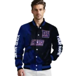 personalized new york giants hexagon mesh blue black varsity jacket best selling