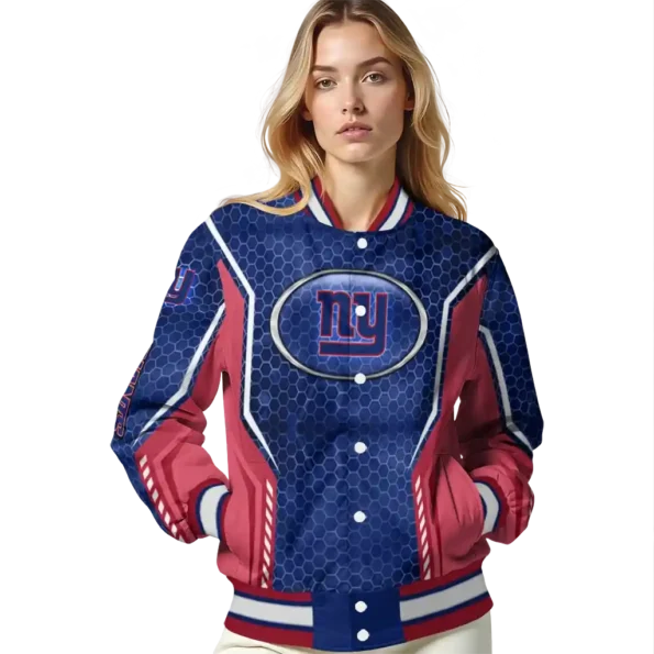 personalized new york giants power plate blue varsity jacket latest model