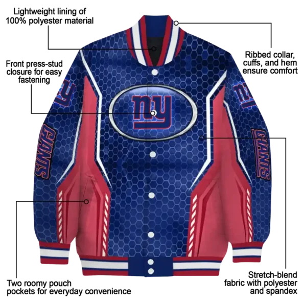 personalized new york giants power plate blue varsity jacket new arrival