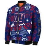 personalized new york giants pyramid shapes blue bomber jacket best selling