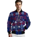 personalized new york giants pyramid shapes blue bomber jacket best selling
