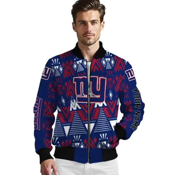 personalized new york giants pyramid shapes blue bomber jacket high quality