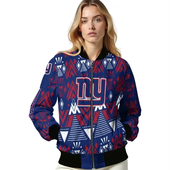 personalized new york giants pyramid shapes blue bomber jacket latest model