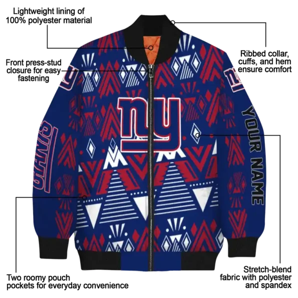 personalized new york giants pyramid shapes blue bomber jacket new arrival
