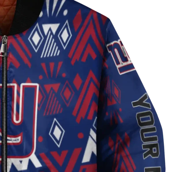 personalized new york giants pyramid shapes blue bomber jacket premium grade