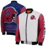 personalized new york giants speckled arms blue gray bomber jacket best selling