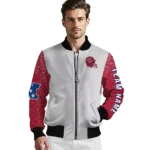 personalized new york giants speckled arms blue gray bomber jacket best selling