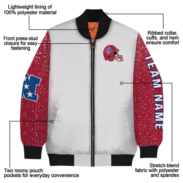 personalized new york giants speckled arms blue gray bomber jacket new arrival
