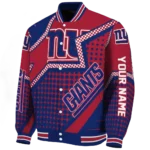 personalized new york giants star burst blue varsity jacket best selling