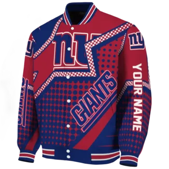 personalized new york giants star burst blue varsity jacket best selling