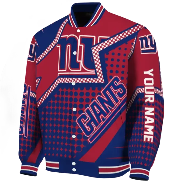 personalized new york giants star burst blue varsity jacket best selling