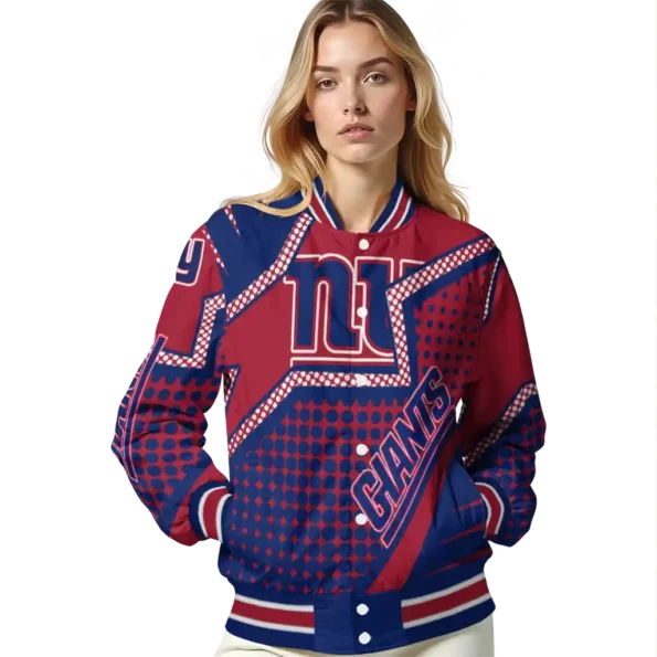 personalized new york giants star burst blue varsity jacket latest model