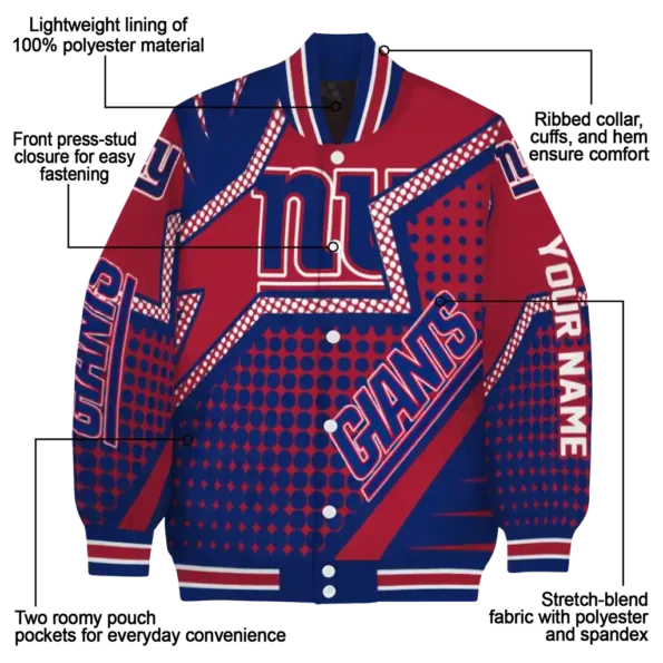 personalized new york giants star burst blue varsity jacket new arrival