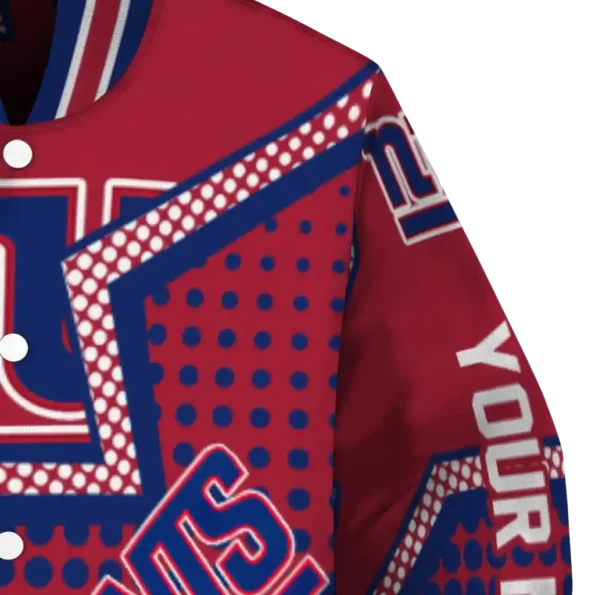personalized new york giants star burst blue varsity jacket premium grade