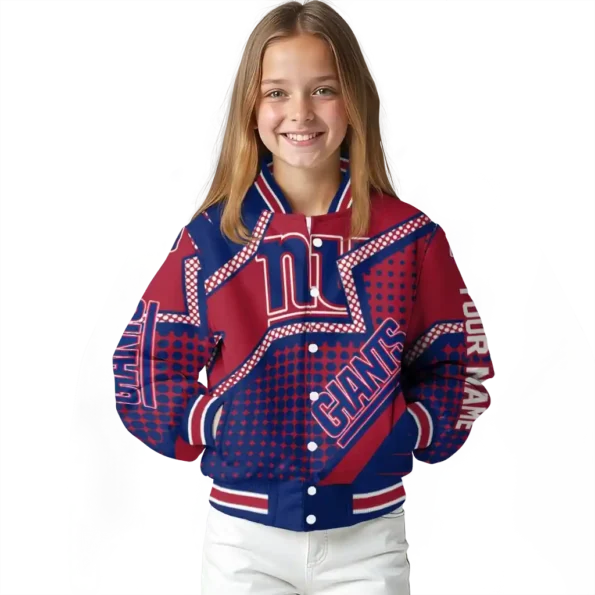 personalized new york giants star burst blue varsity jacket top rated