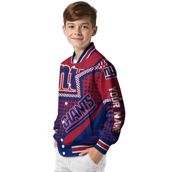 personalized new york giants star burst blue varsity jacket trendy