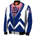 personalized new york giants v stripes blue white bomber jacket best selling